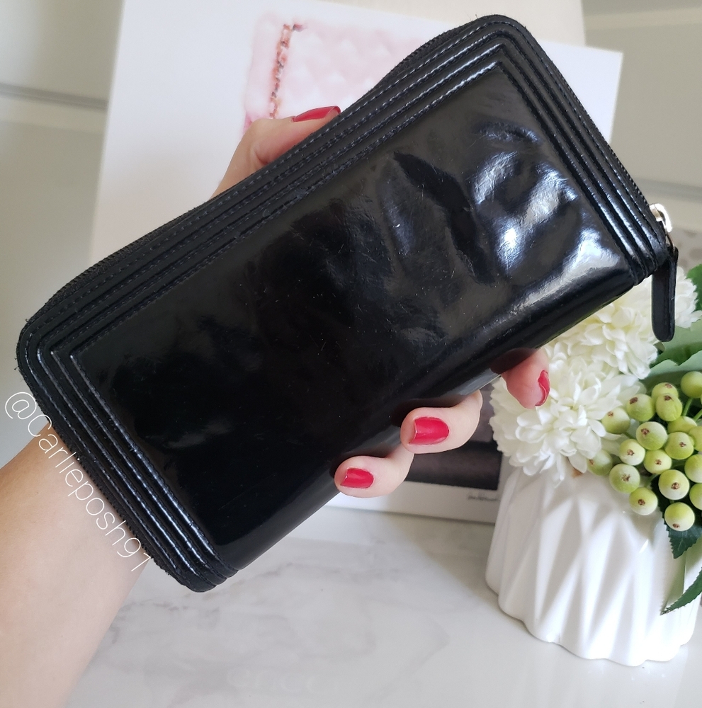 **SOLD** Authentic Pre-owned Chanel Boy Patent Zippy Long Wallet - Picture 4 of 14